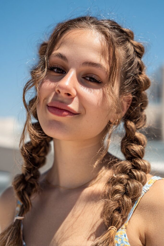 High twisted ponytail cute summer hairstyle