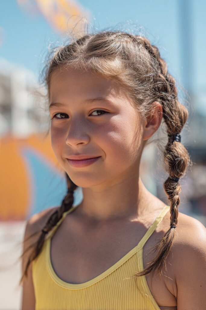 Cute braided hairstyle for kids bubble braid ponytail