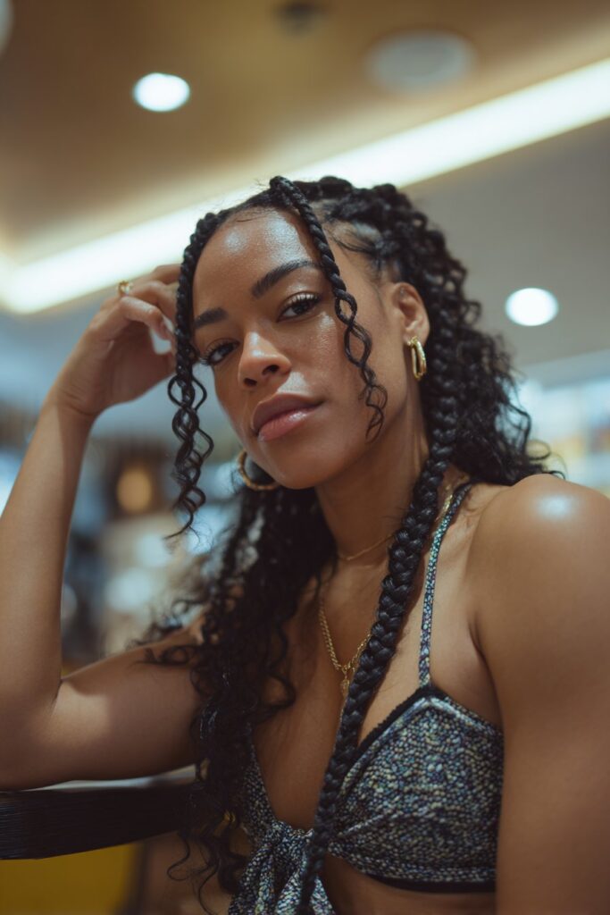 Cute braided hairstyle for black women butterfly braids