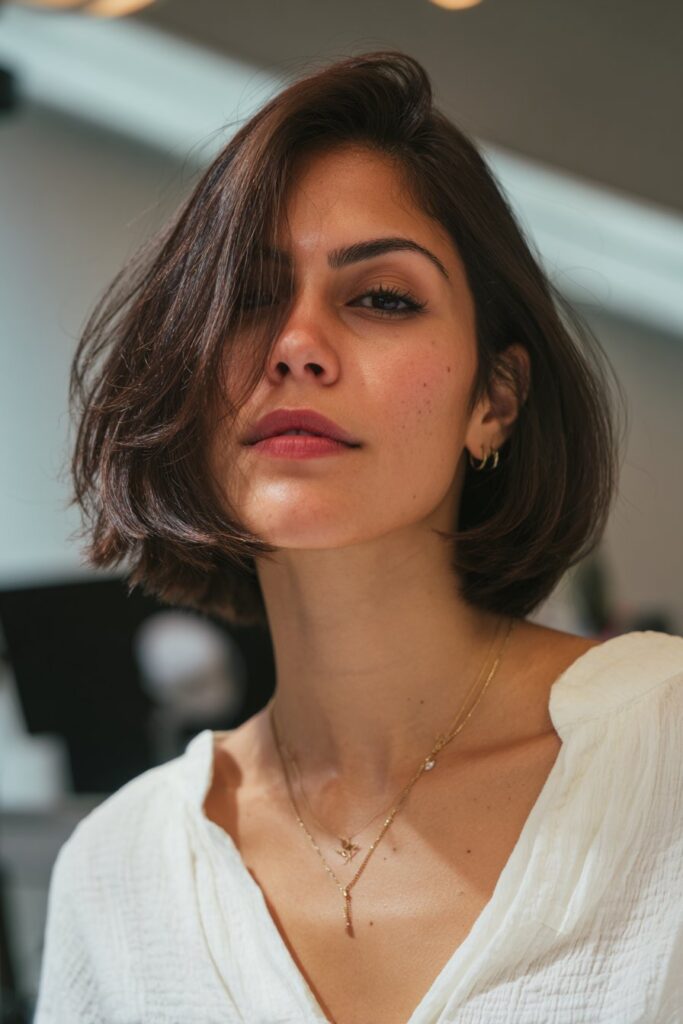Short hairstyle for fine hair chin length textured bob