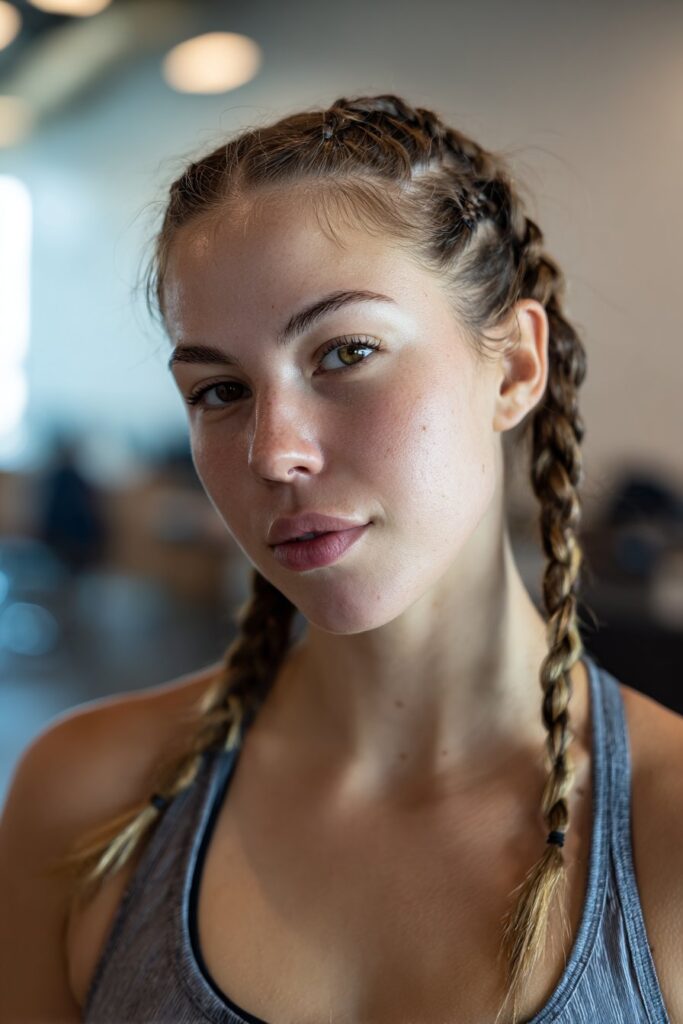 Two stitch braids classic feed in style