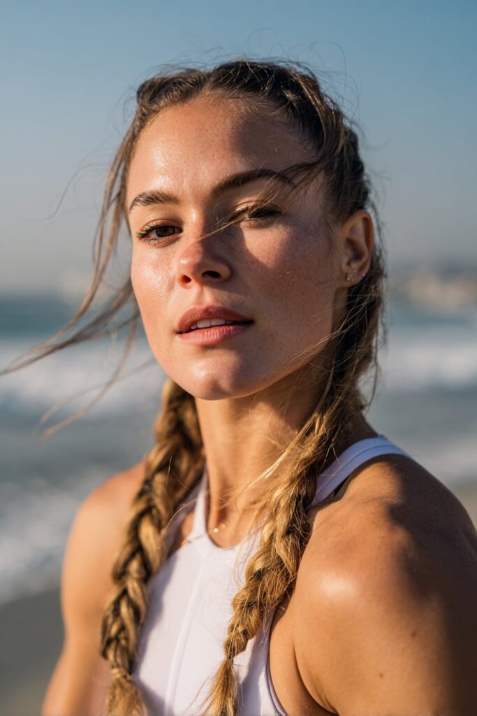 Classic fishtail braid beach hairstyle long hair