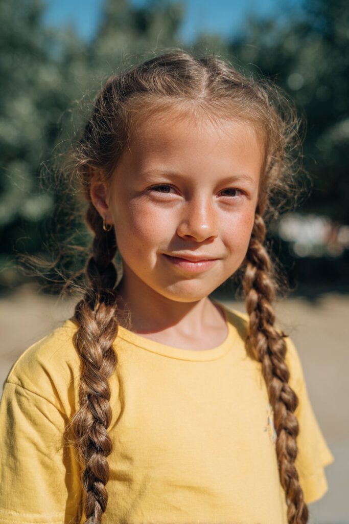 Kids lemonade braids classic side swept style