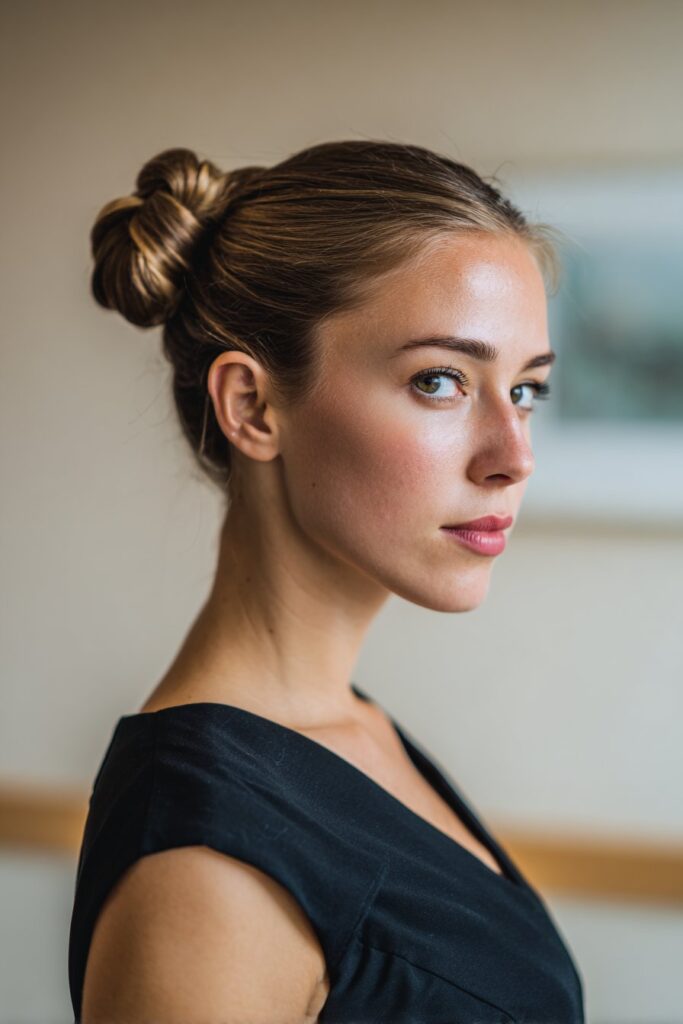Classic slicked back low bun formal hairstyle
