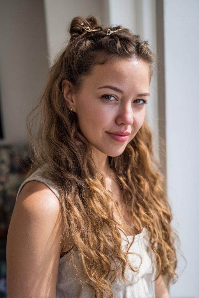 Claw clip half up cute summer hairstyle