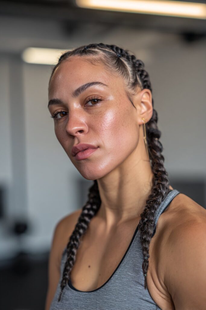 Two stitch braids with cornrow base