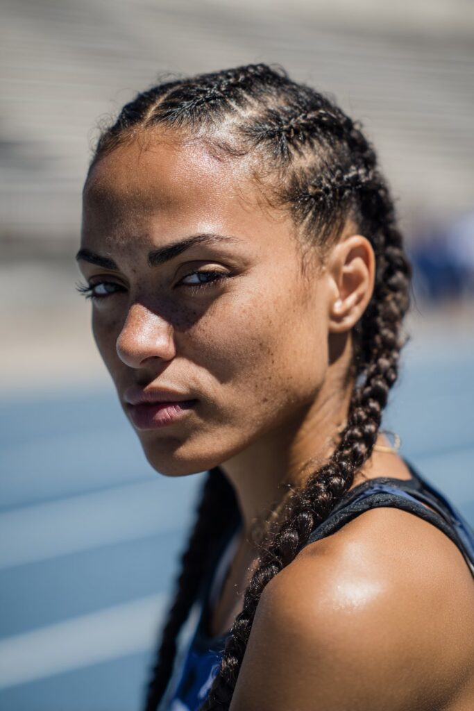 Hairstyle for track meets cornrow braids
