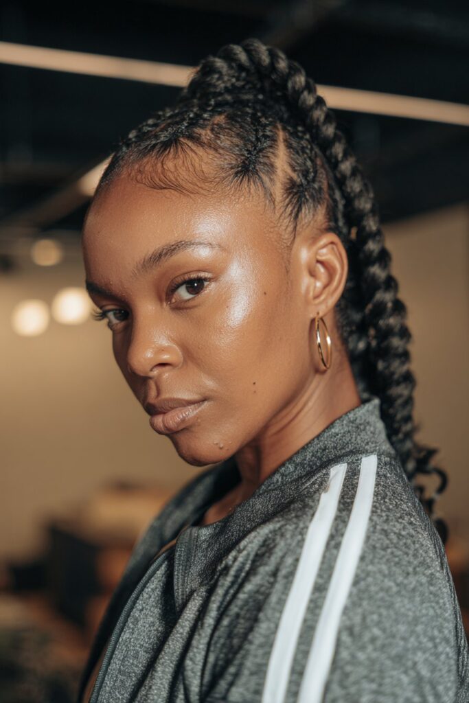 Cute braided hairstyle for black women cornrow ponytail
