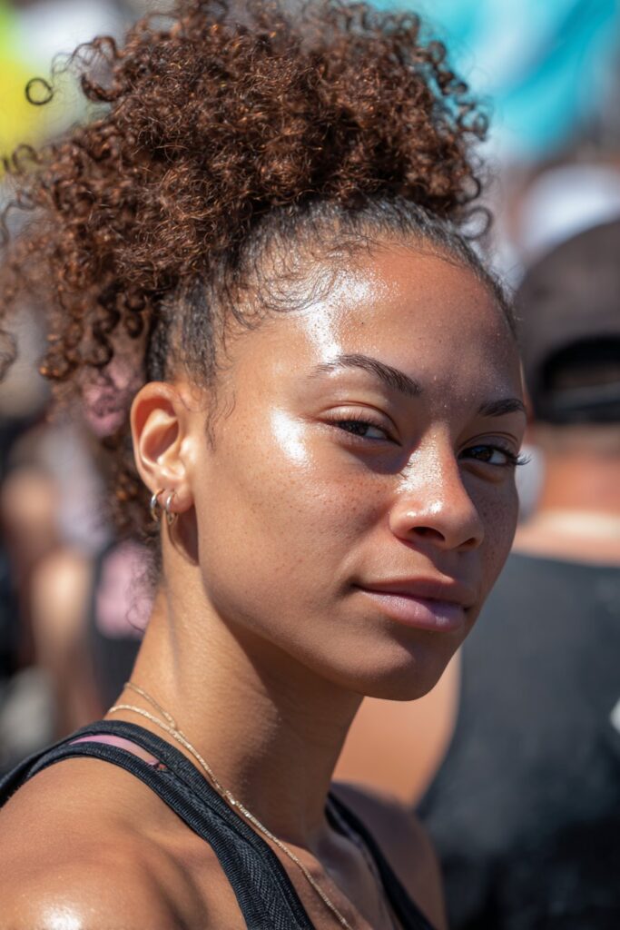 Freaknik hairstyle crinkled half up half down