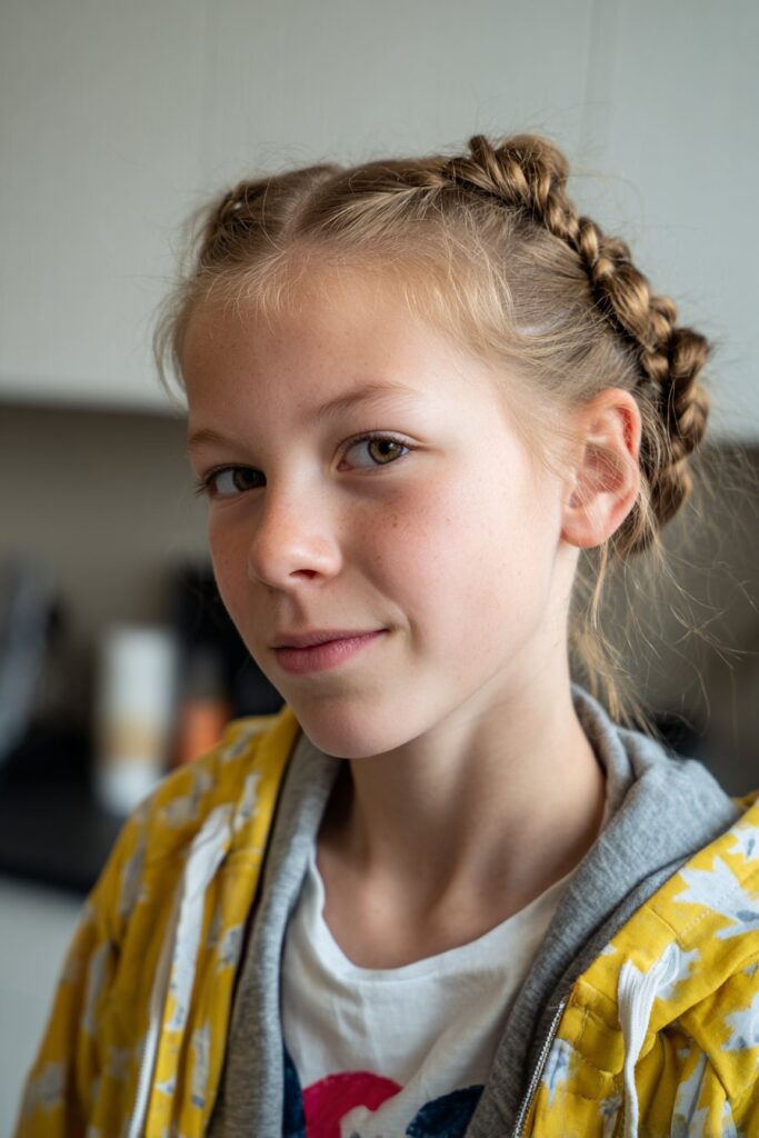 Cute braided hairstyle for kids criss cross twist braids