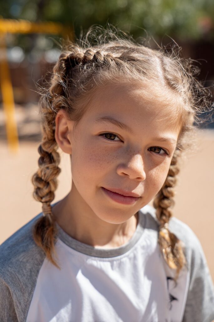 Cute braided hairstyle for kids double Dutch braids
