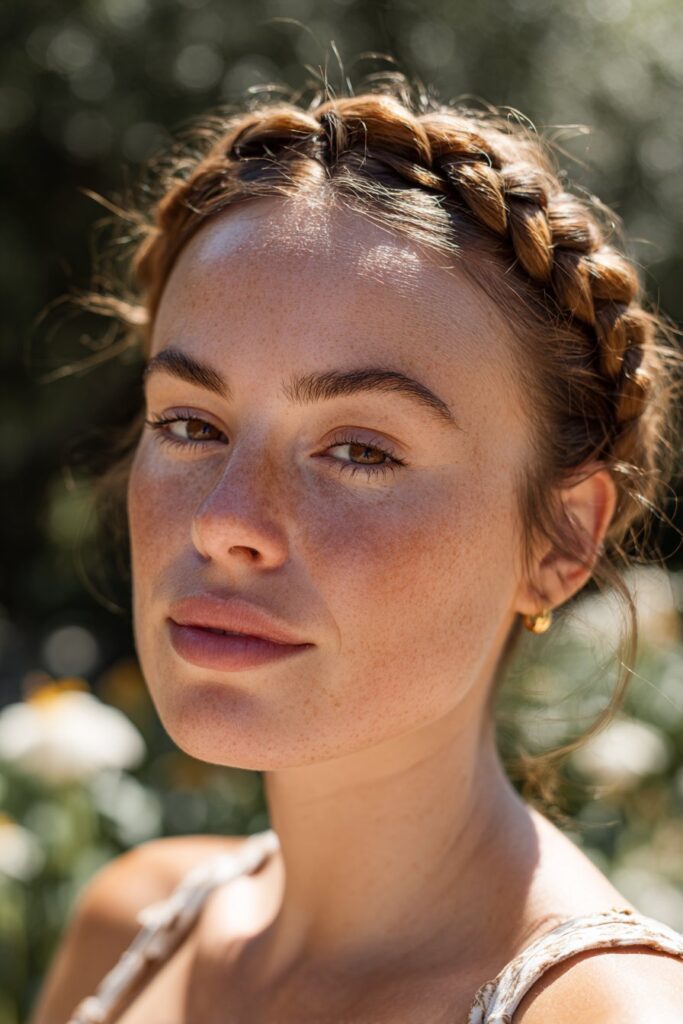 Dutch braided crown cute summer hairstyle