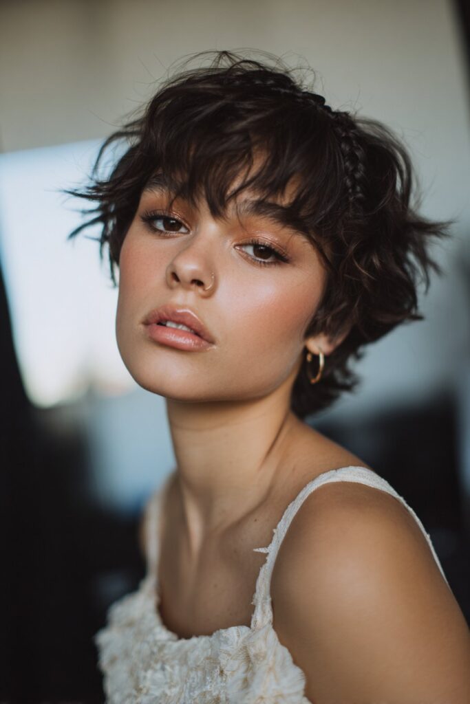 Prom hair idea for short hair faux hawk with braids