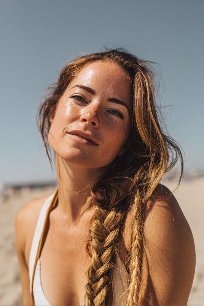 Fishtail braid tanning hairstyle for long hair