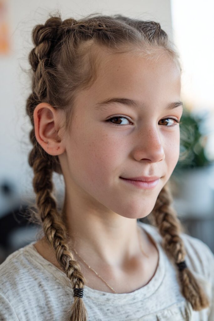 Cute braided hairstyle for kids four strand braid
