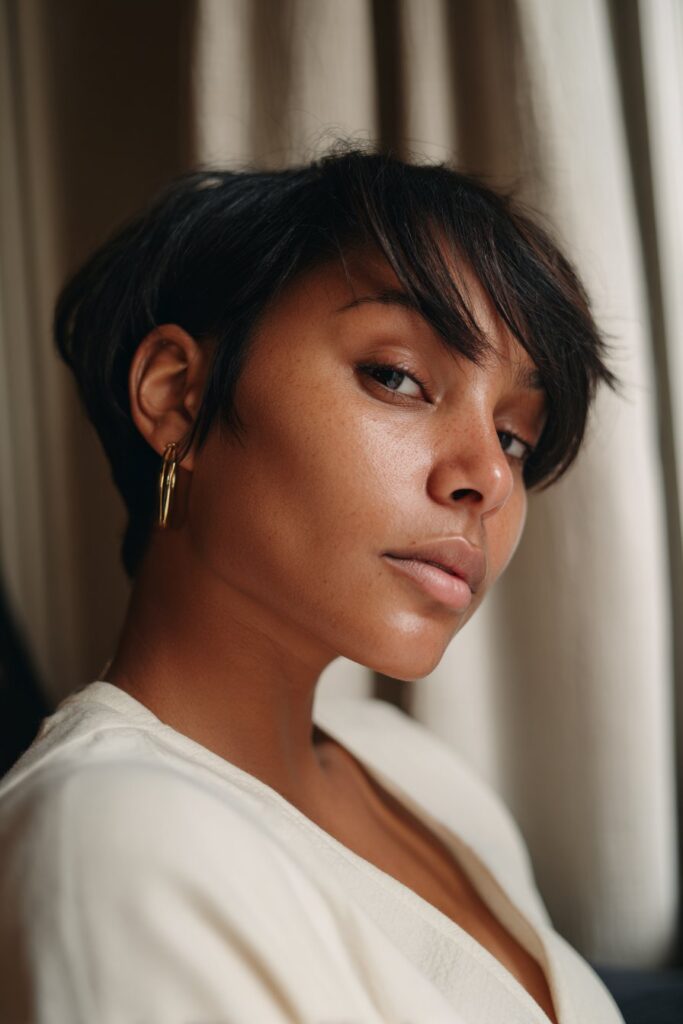 Short hairstyle for fine hair French bob with curtain bangs