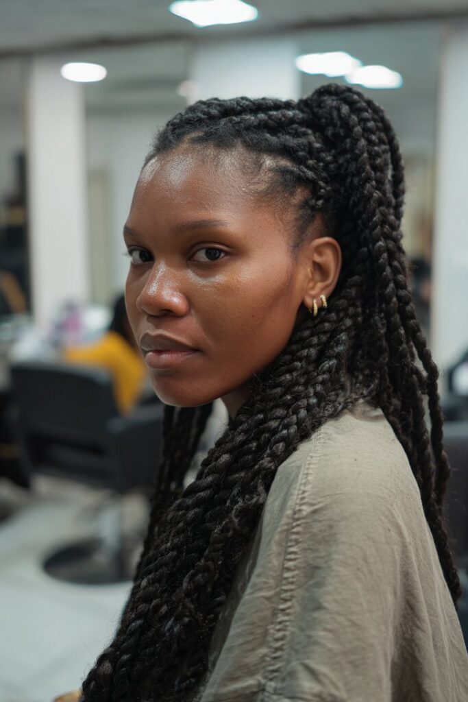 Cute braided hairstyle for black women goddess braids