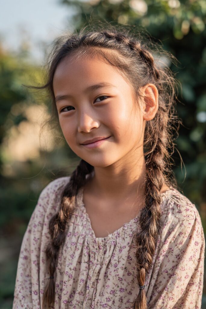 Cute braided hairstyle for kids half up braided crown