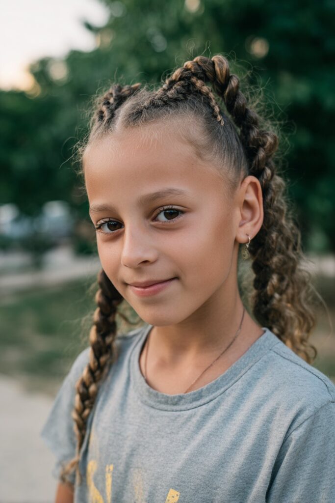 Kids lemonade braids half up half down