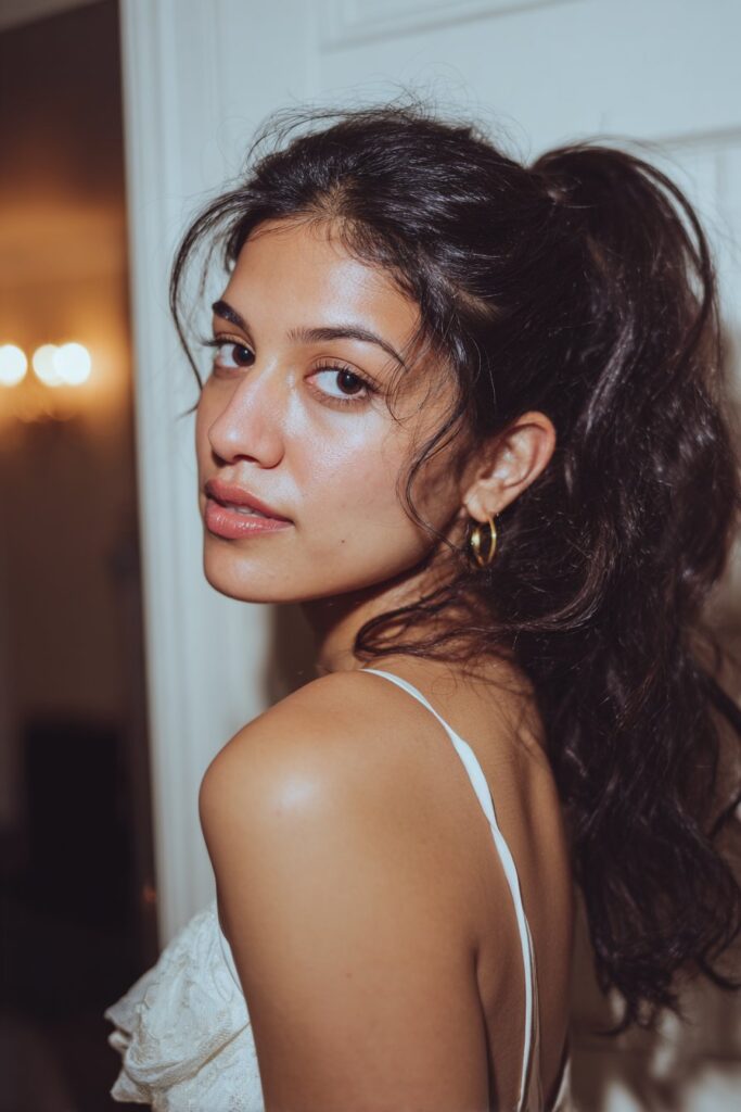 Prom hair ponytail half up twisted ponytail