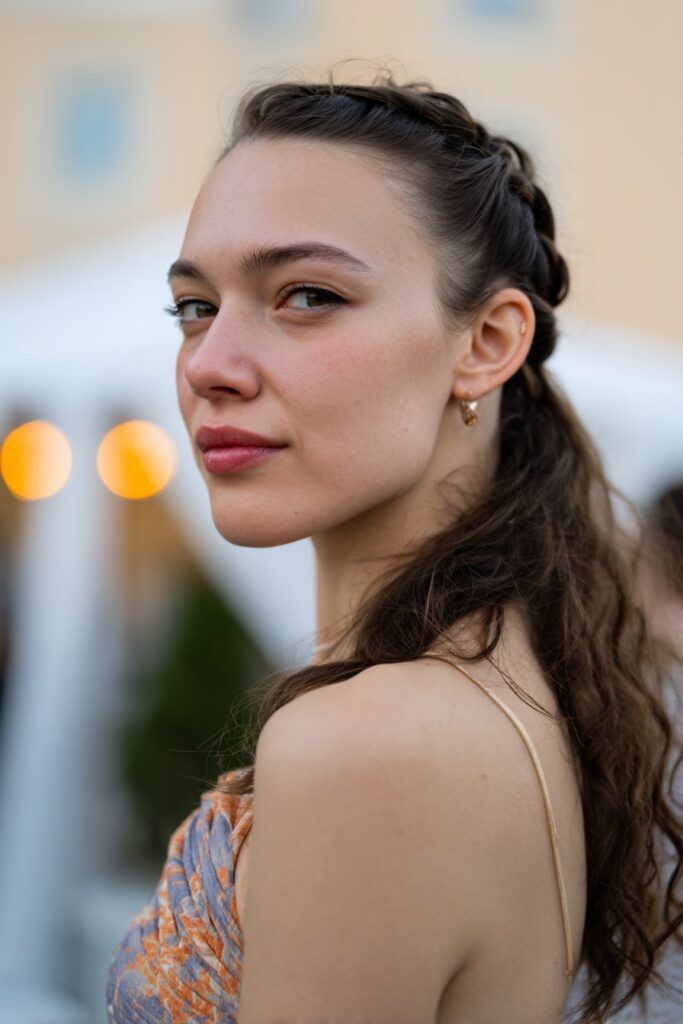 Half up twisted prom hair straight hairstyle