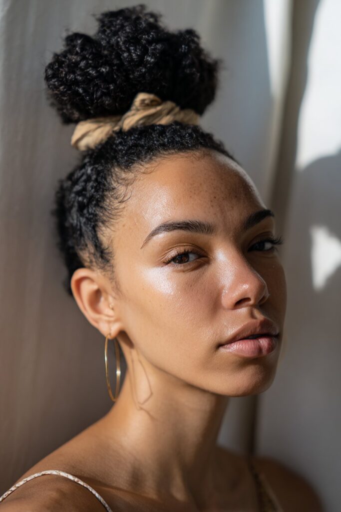 Prom updo hairstyle black hair headband twist