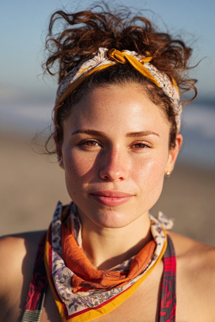 Beach hairstyles for short hair headband and scarf style
