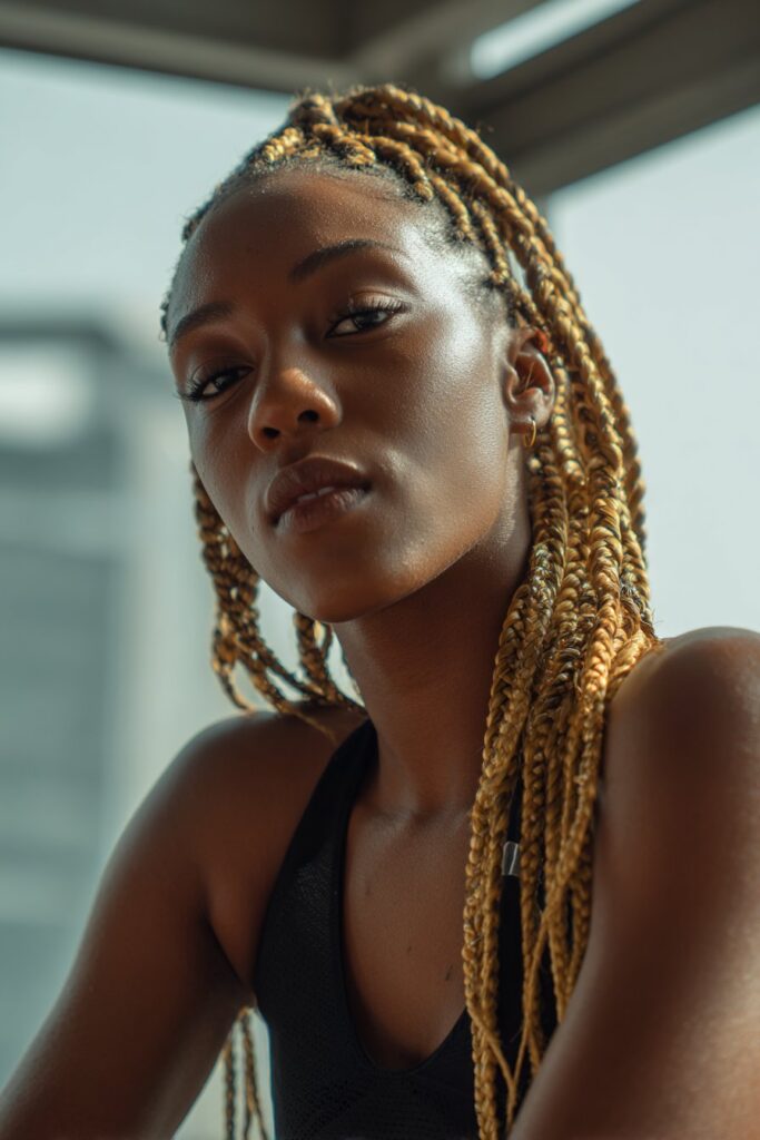 Honey blonde box braids Fulani braids