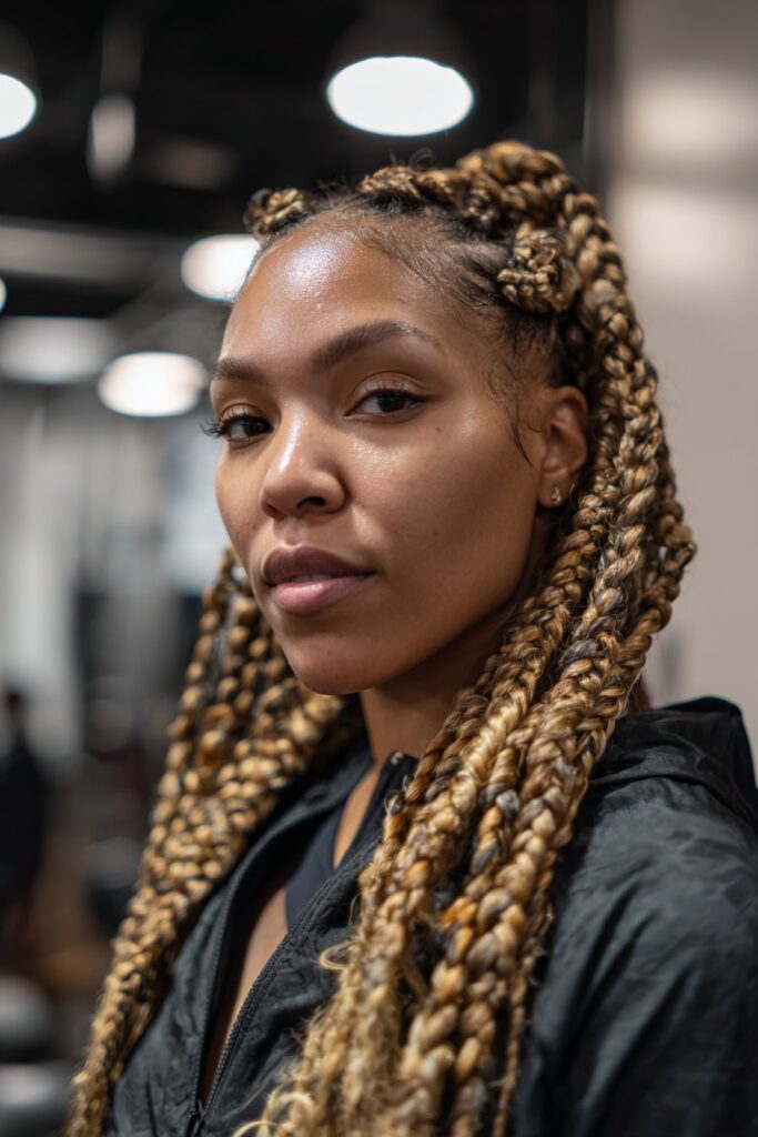 Honey blonde box braids goddess braids