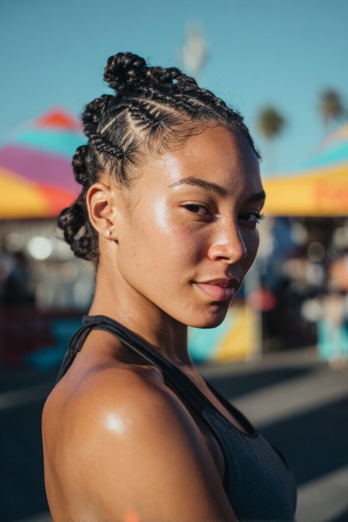 Freaknik hairstyle geometric box braids