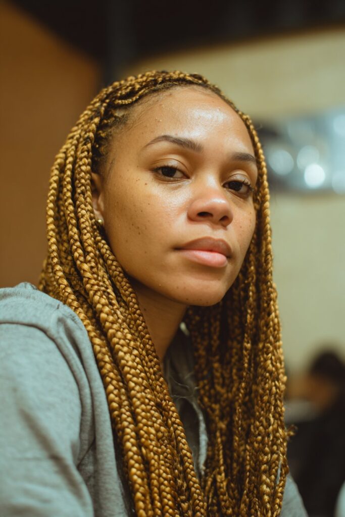 Honey blonde box braids jumbo style