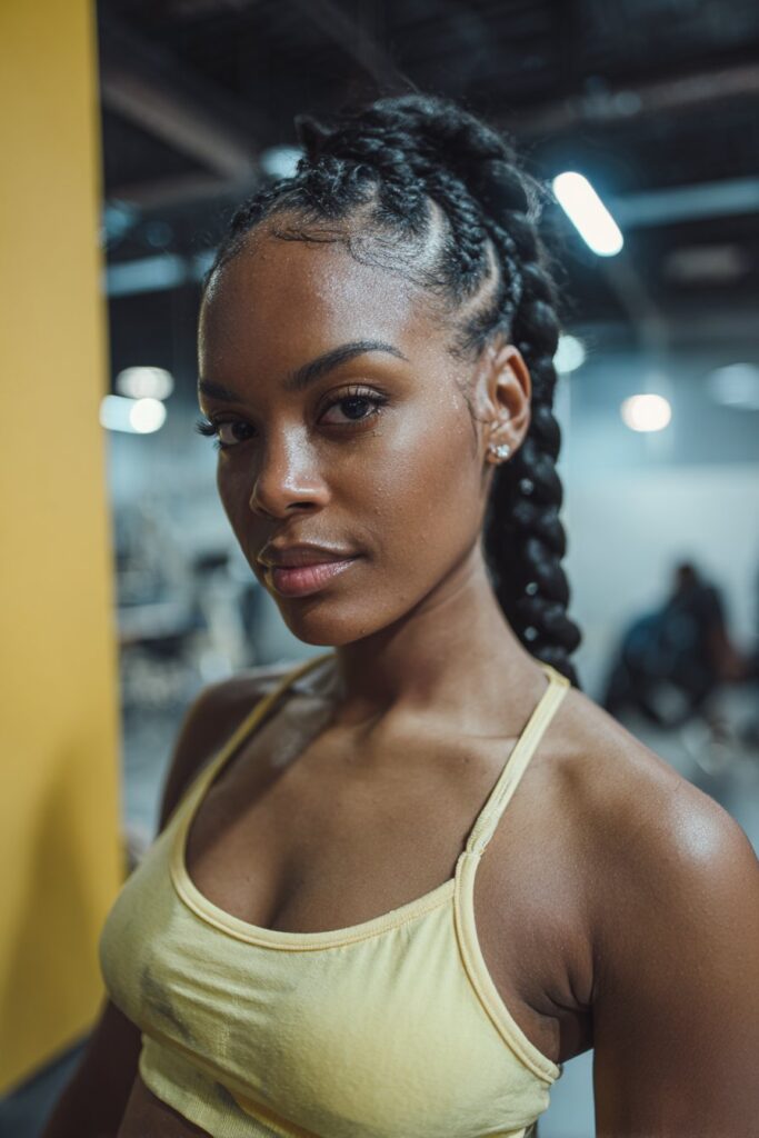 Braid ponytail hairstyle for black hair jumbo knotless ponytail
