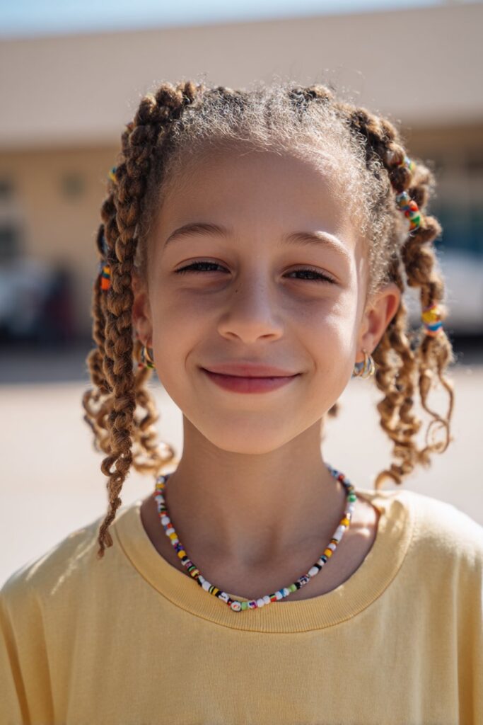 Kids lemonade braids with beads