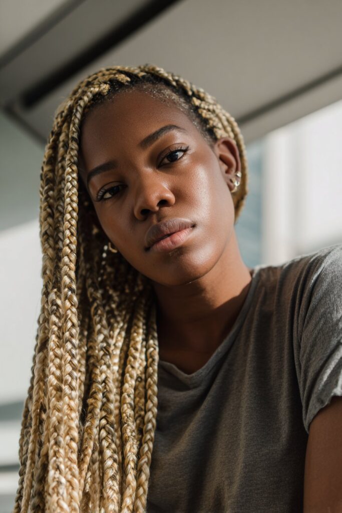 Blonde braids black women knotless blonde box braids