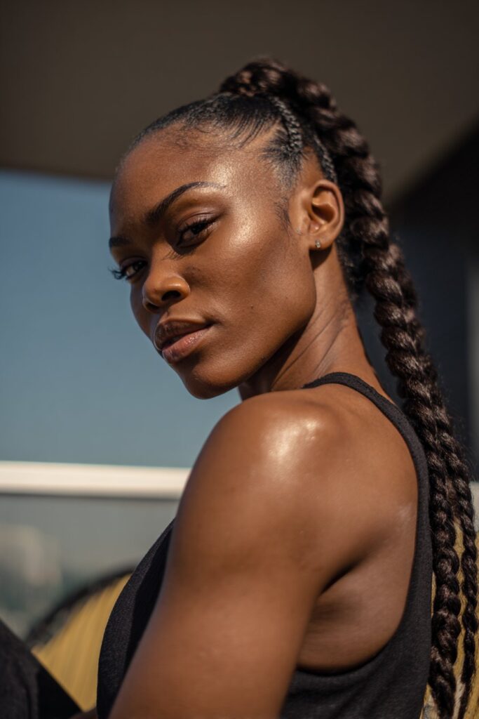 Braid ponytail hairstyle for black hair lemonade braids ponytail