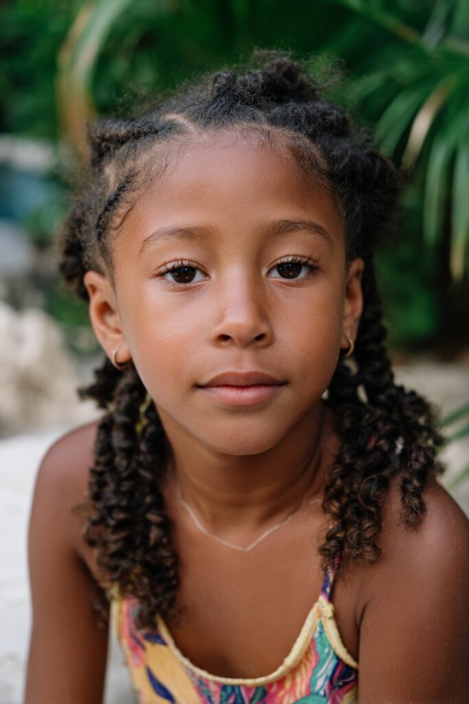 Kids lemonade braids with curly ends