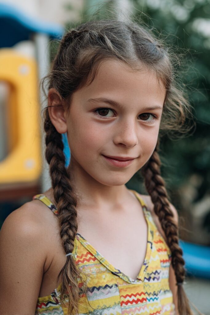 Kids lemonade braids zigzag parts