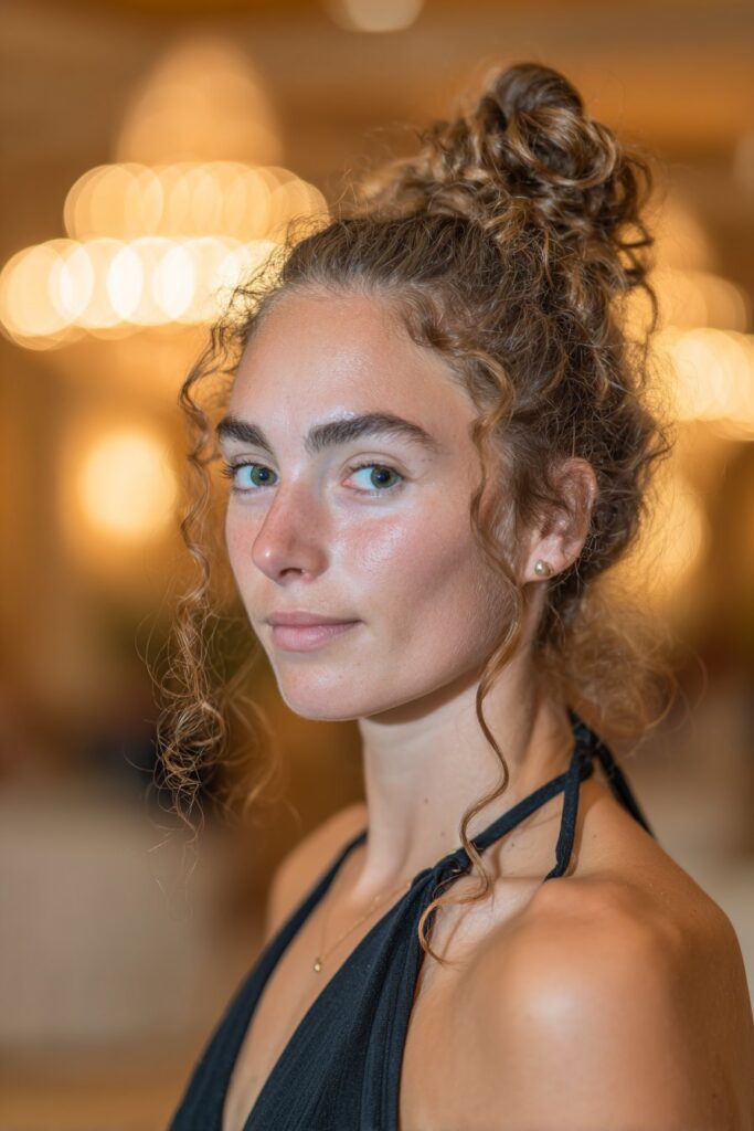 Low bun prom hairstyle low bun with curled ends