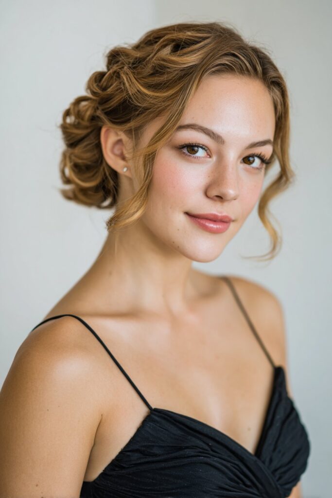 Easy prom hair low chignon with soft tendrils