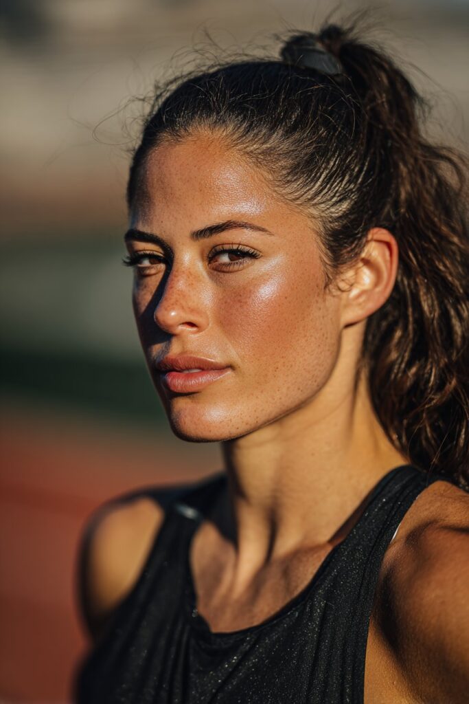 Hairstyle for track meets low ponytail
