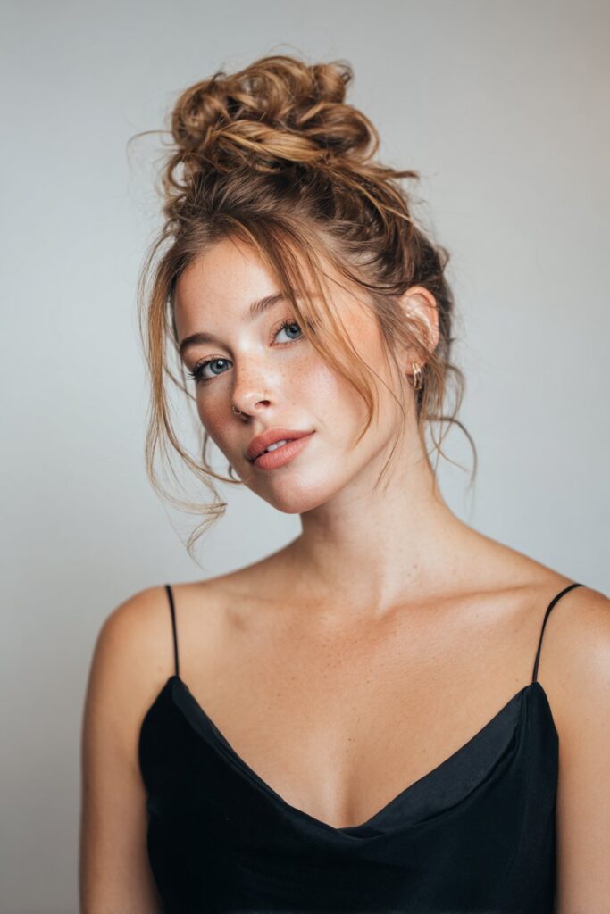 Easy prom hair messy textured bun