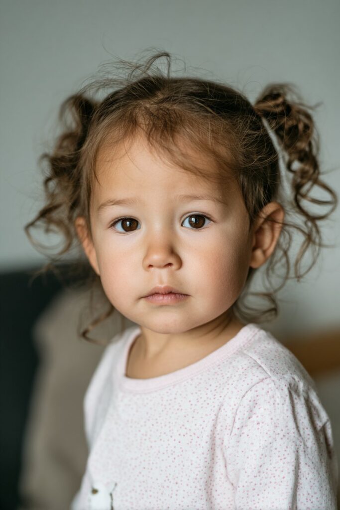 Infant baby girl short hair with multiple mini braids