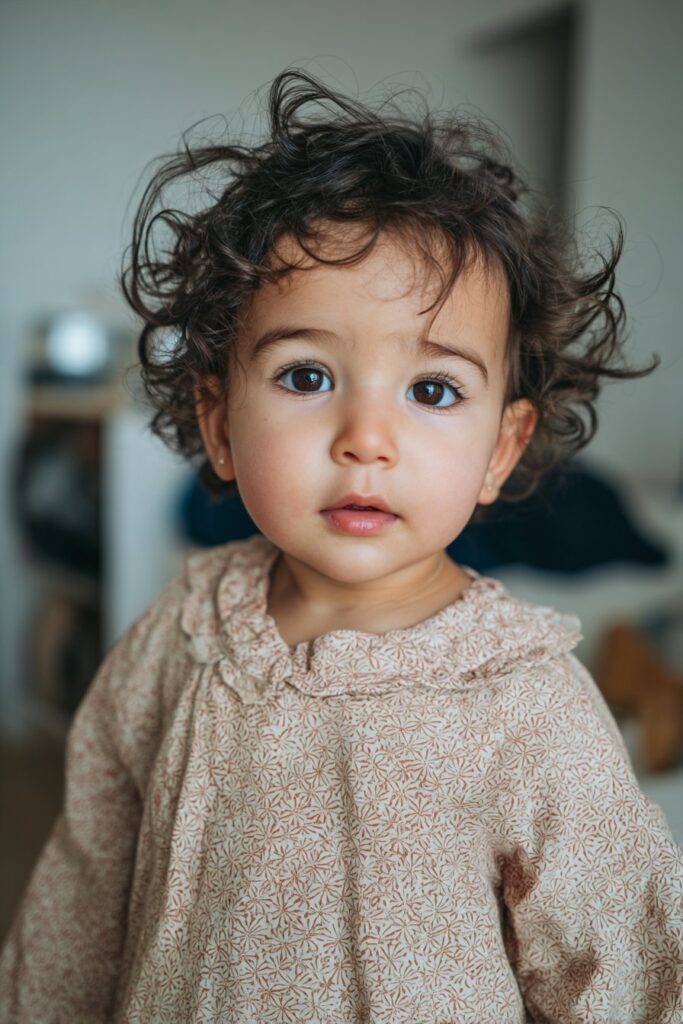 Infant baby girl short natural hair with soft edges