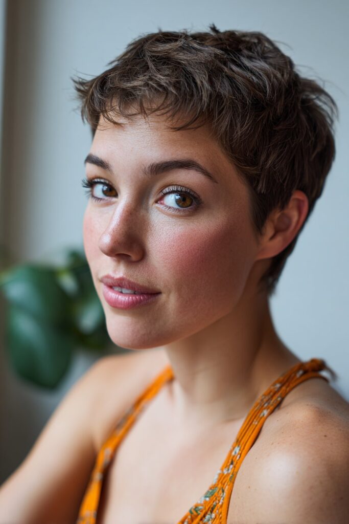 Short hairstyle for fine hair piecey pixie
