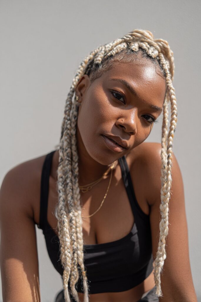 Blonde braids black women platinum blonde box braids