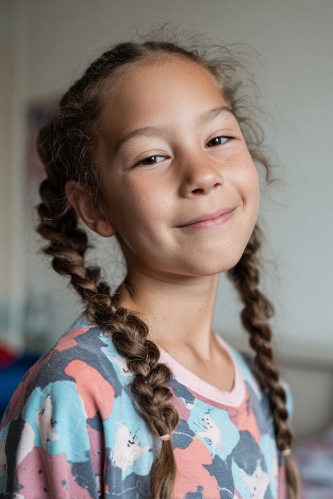 Cute braided hairstyle for kids pull through braid