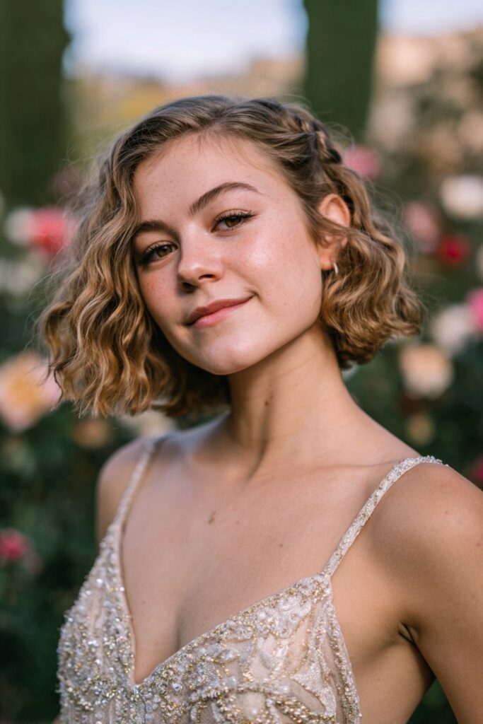 Prom hair idea for short hair romantic wavy bob