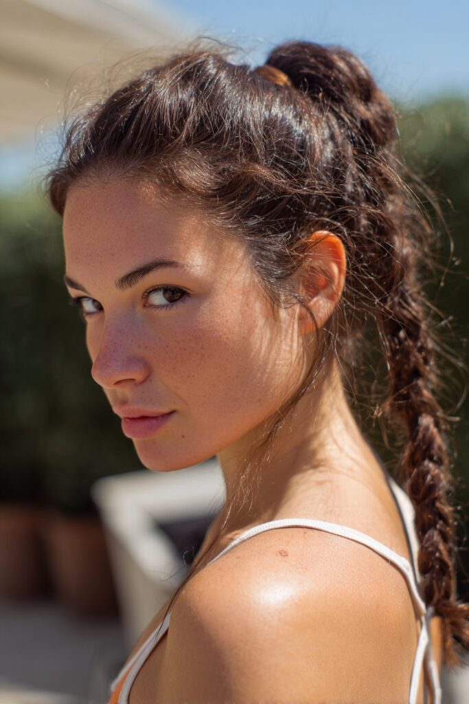 Rope braid low ponytail cute summer hairstyle