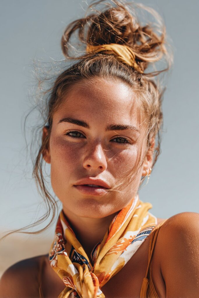 12 Stunning Summer Hairstyles for Long Hair You’ll Love 9 Scarf-wrapped updo summer hairstyle for long hair