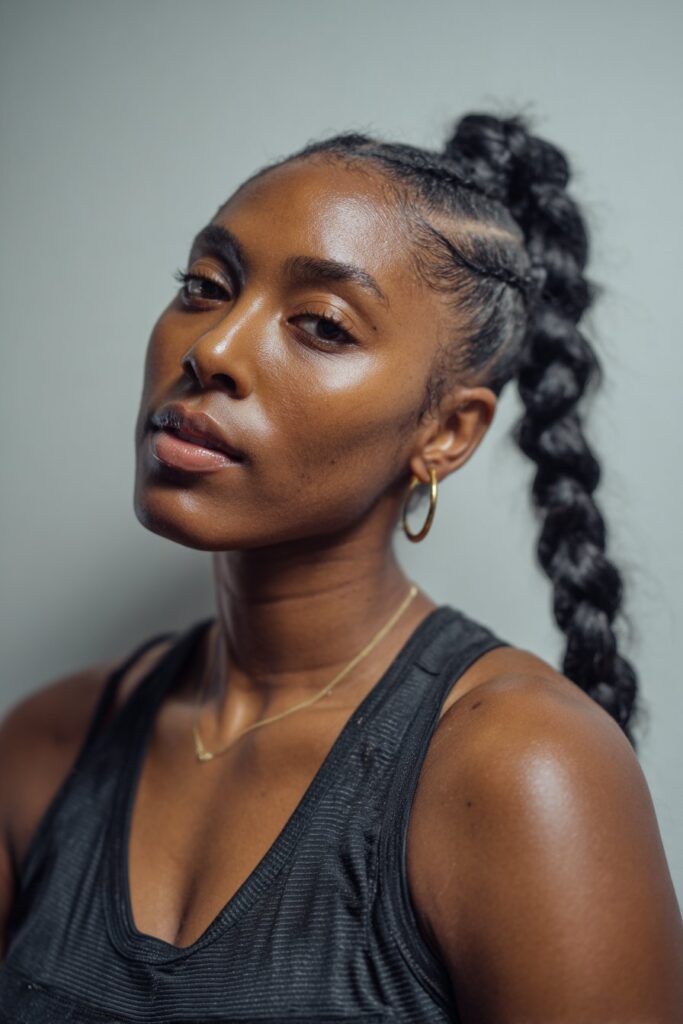 Braid ponytail hairstyle for black hair Senegalese twist ponytail